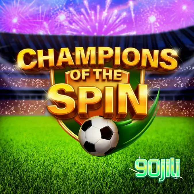 Isang screenshot ng Champions of the Spin slot na nagpapakita ng football theme at grid.